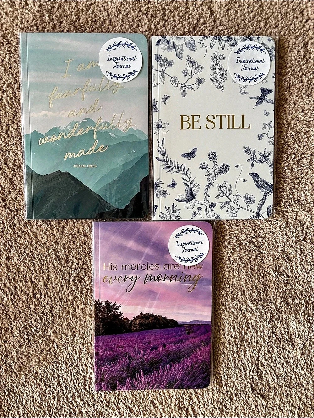 NWT Inspirational Journal Set of 3 Floral Purple & Green